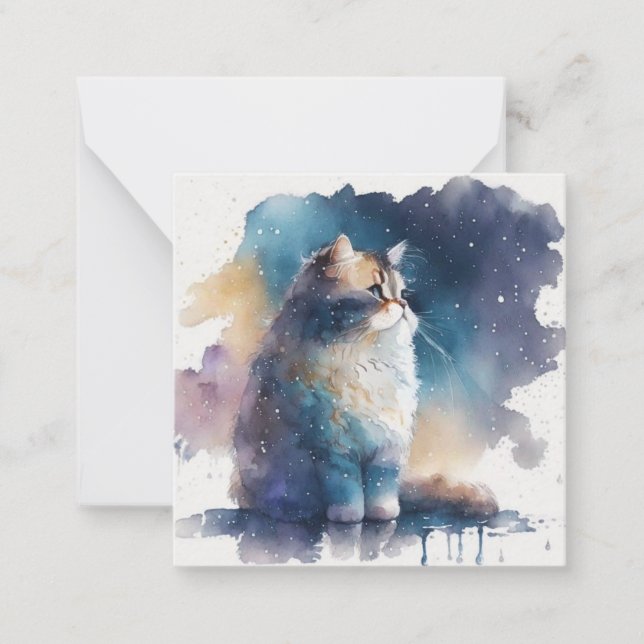 Watercolour Cat Card (Front)
