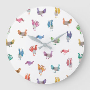 Watercolour Chicken Clock