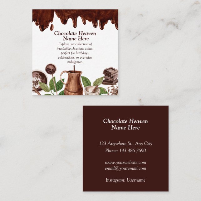 Watercolour Chocolate Pattern  Square Business Card (Front/Back)
