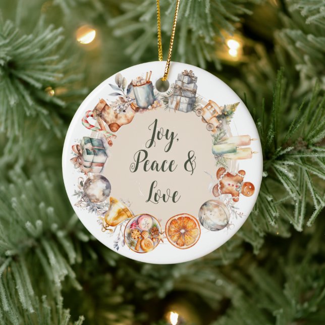 Watercolour Christmas Ceramic Ornament (Tree)
