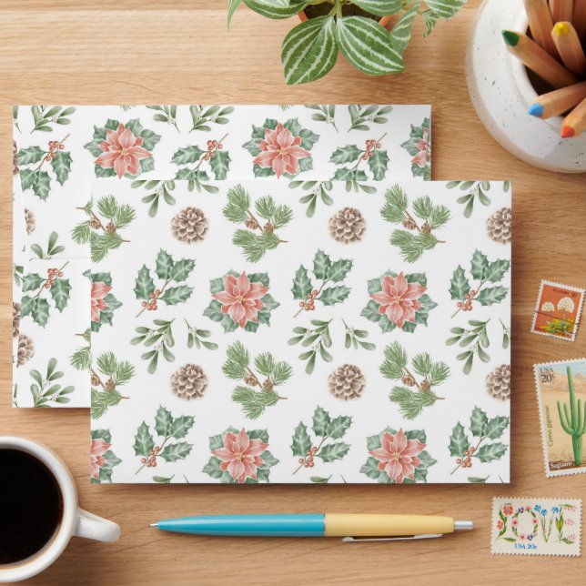 Watercolour Christmas Pattern  Envelope (Desk)