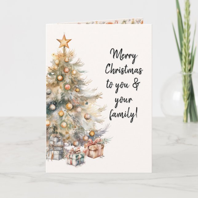 Watercolour Christmas Tree Greeting Card (Front)