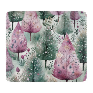 Watercolour Christmas Tree Pink Purple Green Cutting Board