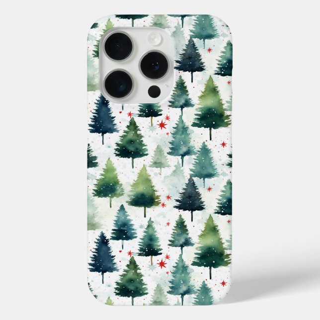 Watercolour Christmas Tree Seamless Pattern. Case-Mate iPhone Case (Back)