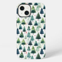Watercolour Christmas Tree Seamless Pattern.