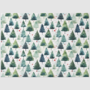 Watercolour Christmas Tree Seamless Pattern. Tissue Paper