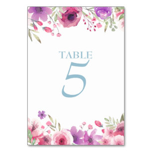 Watercolour Country Garden Roses Table Number