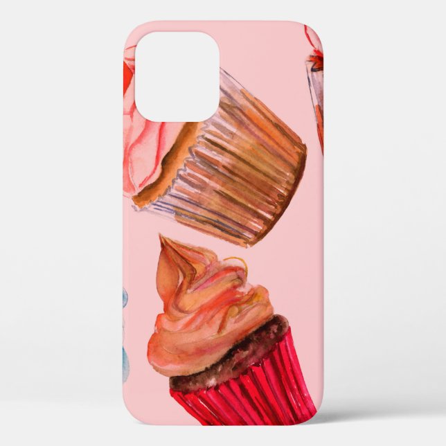 Watercolour cupcakes seamless background pattern,  Case-Mate iPhone case (Back)
