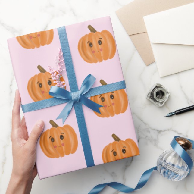 Watercolour Cute Pumpkin Wrapping Paper (Gifting)