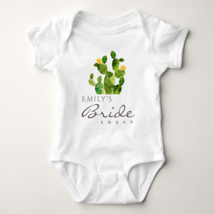 WATERCOLOUR DESERT CACTUS BRIDE SQUAD MONOGRAM BABY BODYSUIT
