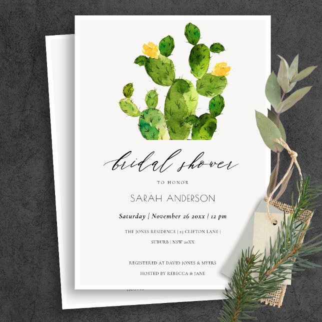 WATERCOLOUR DESERT CACTUS FLOWER  BRIDAL SHOWER INVITATION (Creator Uploaded)