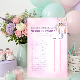 Watercolour Dreaatcher Baby Shower MoM Dad game Poster