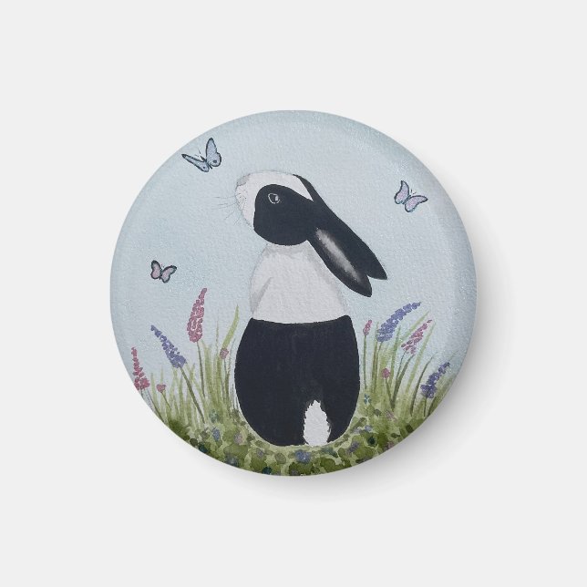 Watercolour Dutch Bunny Rabbit Magnet (Front)