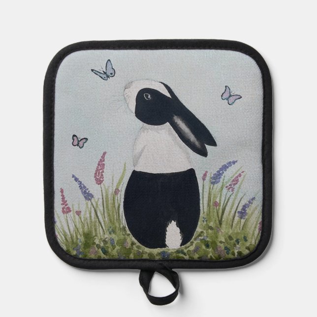 Watercolour Dutch Bunny Rabbit Pot Holder (Front)