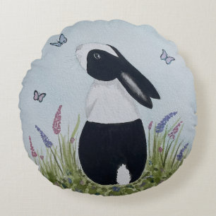 Watercolour Dutch Bunny Rabbit Round Cushion
