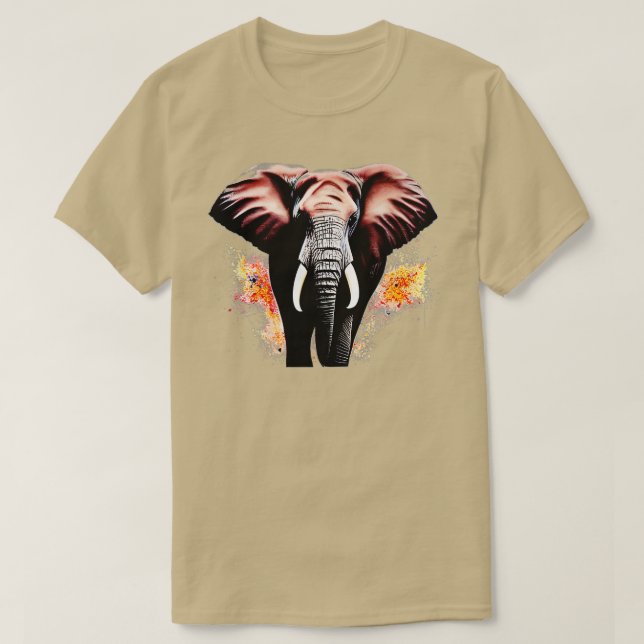 Watercolour elephant artwork colourful and unique T-Shirt (Design Front)