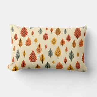 Watercolour Fall Leaves seamless Pattern Lumbar Cushion