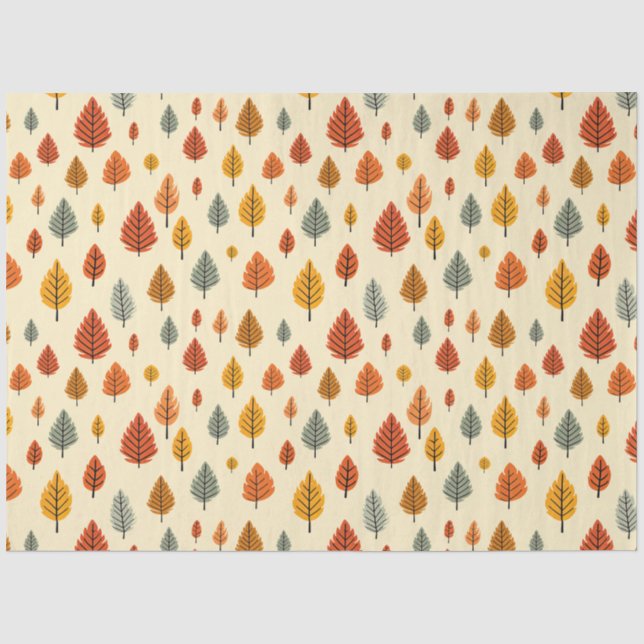 Watercolour Fall Leaves seamless Pattern Tissue Paper (Front)