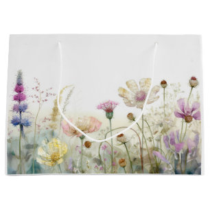 Watercolour field of wild flowers  large gift bag