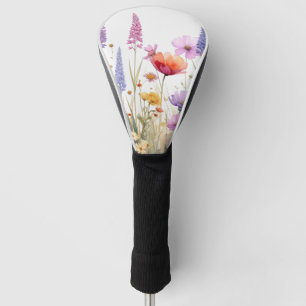 Watercolour field of wildflowers golf head cover