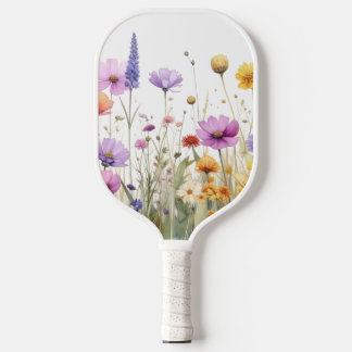 Watercolour field of wildflowers pickleball paddle