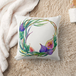 Watercolour figs weath design cushion