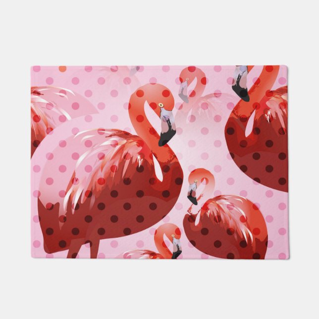 Watercolour Flamingo Pattern Doormat (Front)