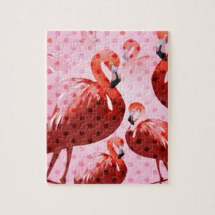 Watercolour Flamingo Pattern Jigsaw Puzzle