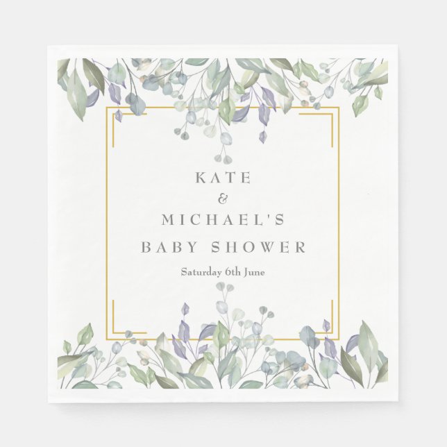 Watercolour Floral Baby Shower/Sprinkle/Couples Napkin (Front)