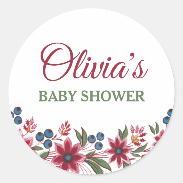 Watercolour Floral Classic Round Sticker (Front)