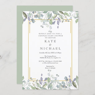 Watercolour Floral Couples Baby Shower/Sprinkle Invitation
