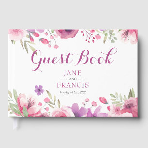 Watercolour Floral Greenery Wedding Guest Book