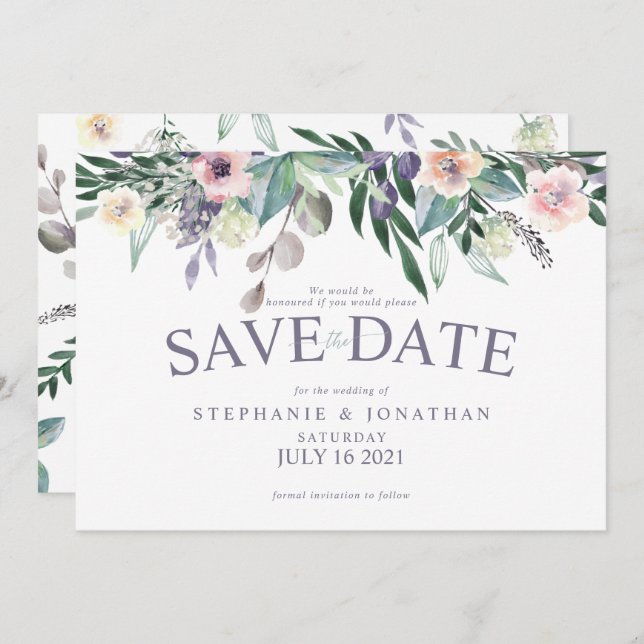 Watercolour floral invitation (Front/Back)