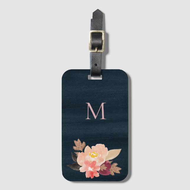 Watercolour floral luggage tag (Front Vertical)