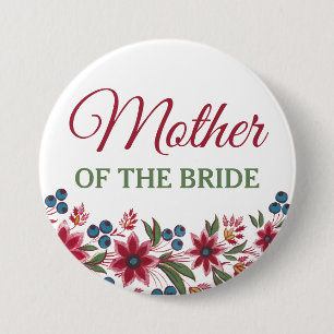 Watercolour Floral Mother Of The Bride 7.5 Cm Round Badge