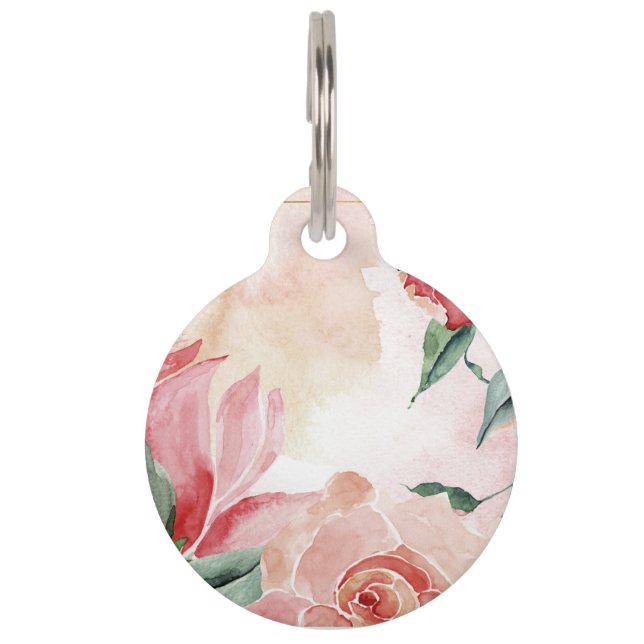 Watercolour floral pet tag (Front)