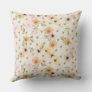 Watercolour Floral Print Throw Cushion