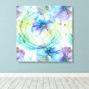 Watercolour floral swirl canvas print