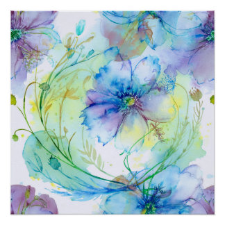 Watercolour floral swirl poster