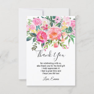 watercolour floral, thank you card