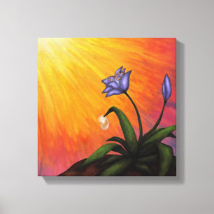 watercolour flower with waterdrop in shining light canvas print