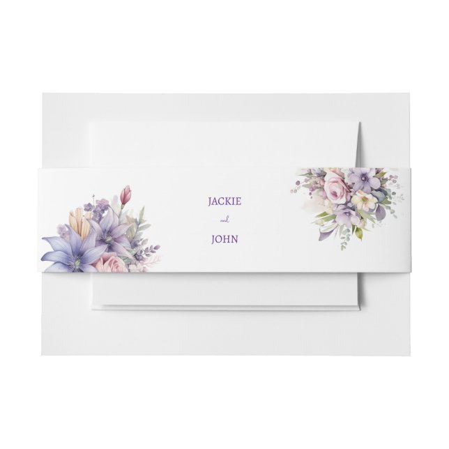 Watercolour flowers. Wedding. Invitation Belly Band (Front Example)