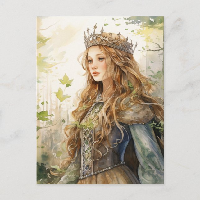 Watercolour Forest Princess Postcard (Front)