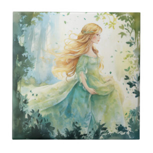 Watercolour Forest Princess Tile