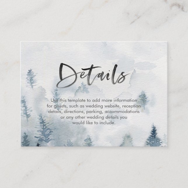 Watercolour forest wedding details card (Front)