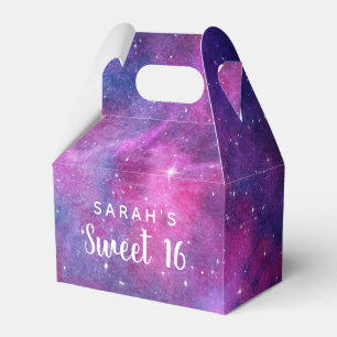 Watercolour Galaxy Pink And Purple Sweet Sixteen Favour Box