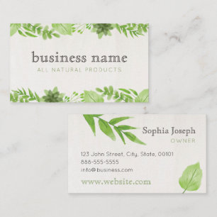Watercolour Green Leaves Business Card