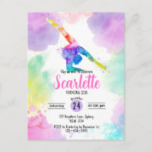 Watercolour Gymnastics post card invitation