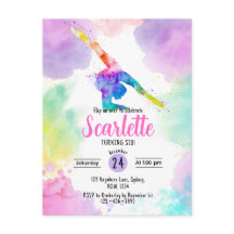 Watercolour Gymnastics post card invitation