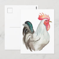 Watercolour hand drawing of a Rooster
